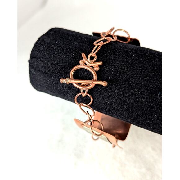 Copper links + Etched German silver(nickel) light oxydized 7.75" NWT signed OOAK - Picture 3 of 8